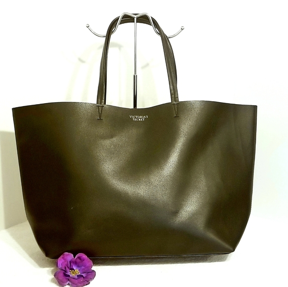 Victoria's Secret Black Faux Leather Tote in GUC - Picture 3 of 5